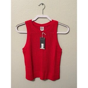 Worthington Red Textured Knit Sleeveless Tank Top Women's Size Medium